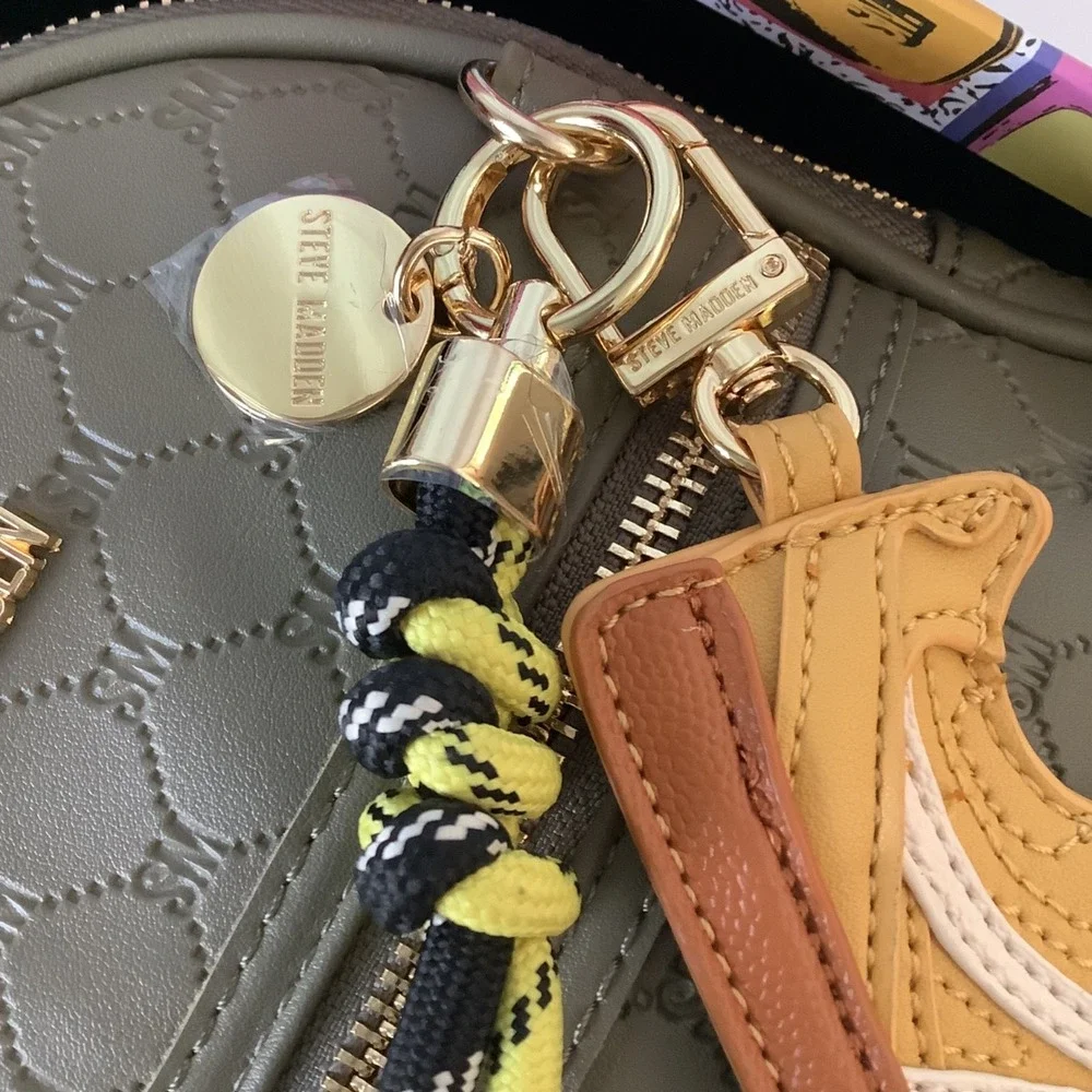 Steve Madden Backpack & Bag Charms Box Set Olive Green Quilted Faux Leather NIB